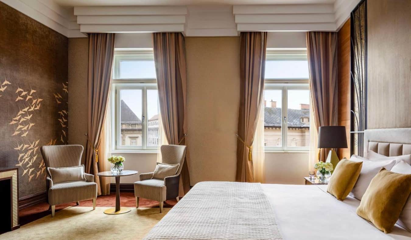 A massive and luxurious hotel room at the Anantara NY Palace hotel in Budapest, Hungary
