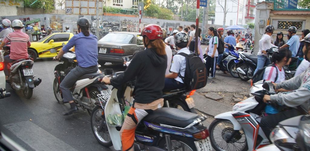 Vietnamese traffic scooters 