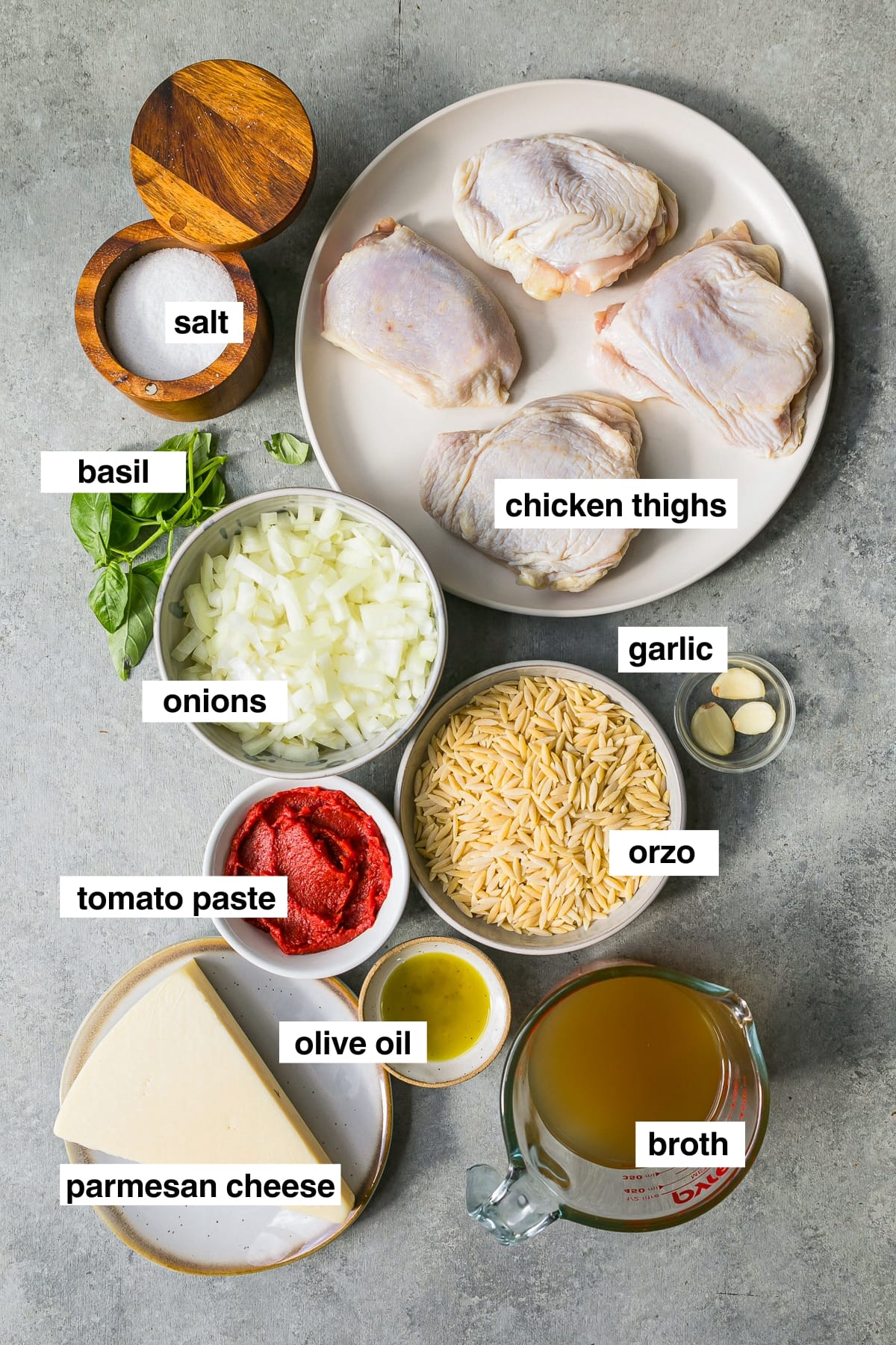 Chicken and Orzo ingredients