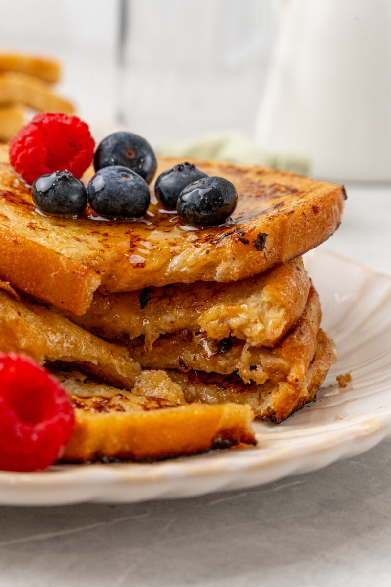 Bite of sourdough French toast.